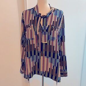 Rafaella Vertical Color Block Blouse